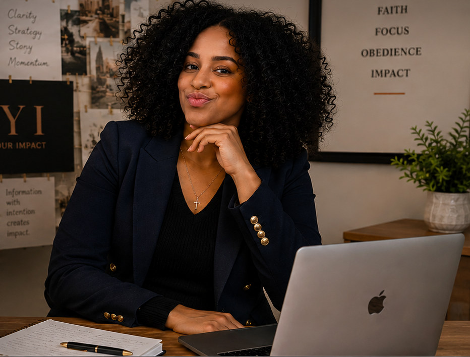 Megan Dickerson at her desk